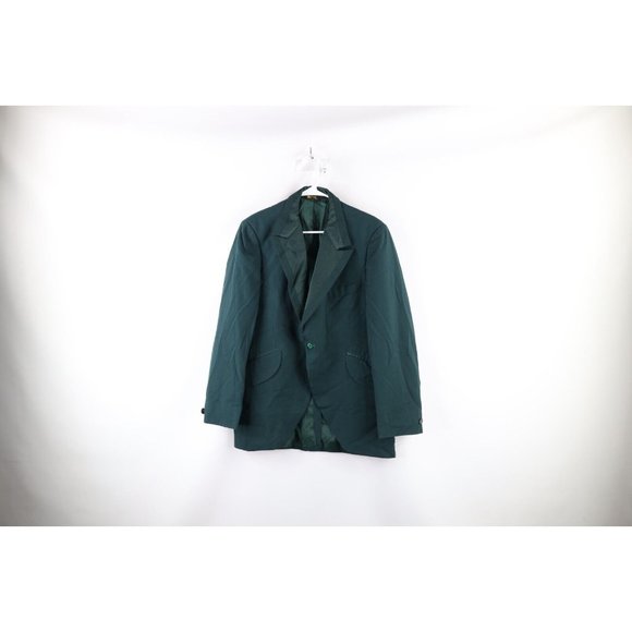 Vintage 50s Rockabilly Mens 41L Satin Trim Smoking Prom Tuxedo Jacket Green USA